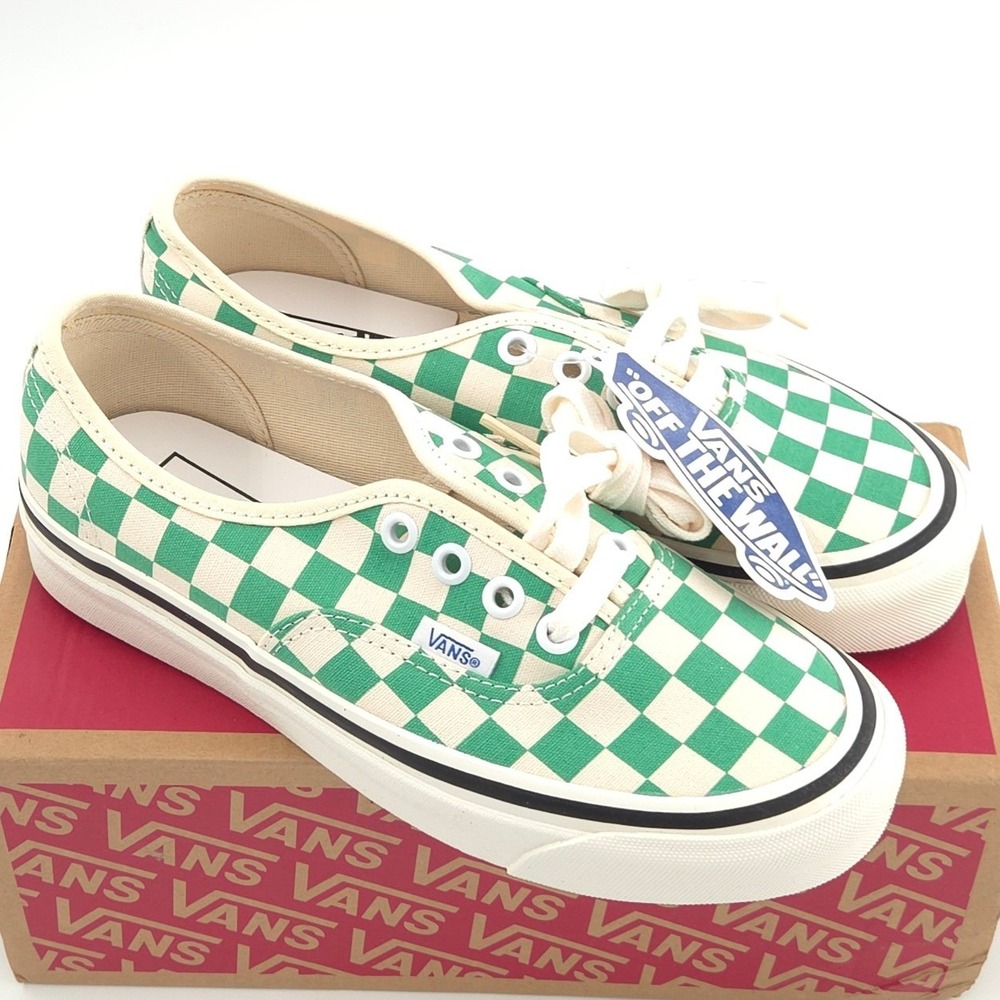 Vans Authentic 44 DX Sneakers Women 6 Green Emerald Checker Anaheim Factory NEW